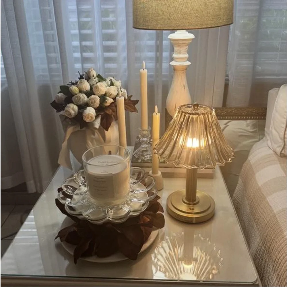 Glass Shade Table Lamp Tan - Hearth & Hand™ with Magnolia Christmas 2025